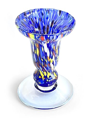 MAZZEGA ART & DESIGN - 2 Candelabri Classic in Vetro Soffiati e Lavorati a Mano con Murrine di Murano, linea “I Colori di Murano” Made in Italy (Queen, BLU, 2)