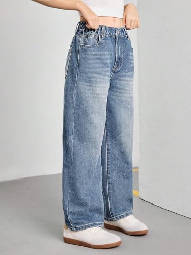 Verdusa Girl's Vintage Wide Leg Baggy Jeans Loose Denim Pants with Pockets3