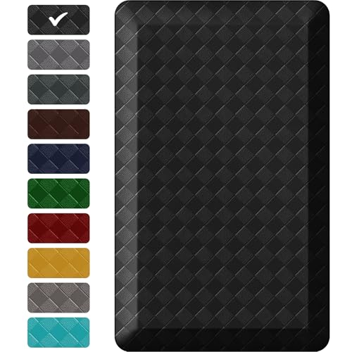 StepRite 1” Thick Kitchen Mats for Floor, Anti Fatigue Kitchen Rugs, Non-Slip,Heavy Duty Water Resistant Kitchen Rug, Standing Desk Mat for Friends, Family, Home, Kitchen, Office (32" x 20", Black)