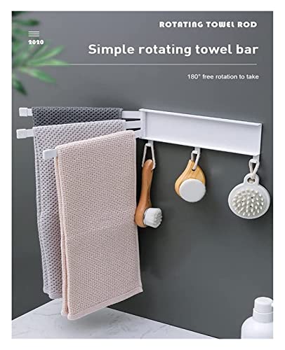 Porte-serviettes rotatif sans perforation mural gris de bain