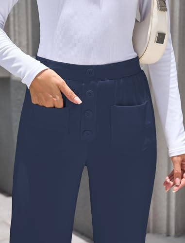 ZAFUL Womens Wide Leg Pants High Waisted Casual Pants for Women Stretchy Business Dress Work Pocket Trousers Pant