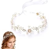 KAHZOR 1 pieza Accesorios para el pelo, comunión, corona de flores, diademas niña, adorno pelo comunion, tocado comunion niña, haarschmuck kommunion mädchen, boda, primera comunión, perlas (Oro)