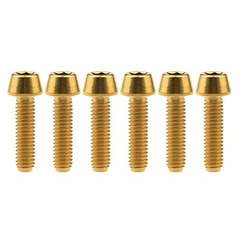 Image of Titanium Ti DIN912 M4 8 10 12 15 20mm Tapered Head Hex Bolts Bicycle Screws Pack of 6 (Gold, M4x15mm)