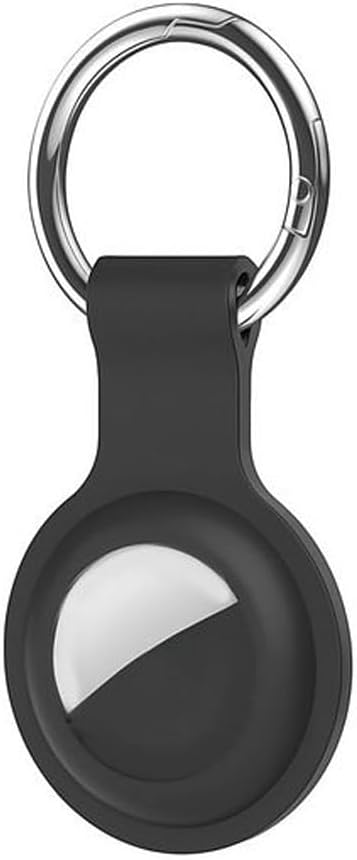 Coverzone AirTag Anahtarlıklı Silikon Kılıf A010 Darbeye Dayanıklı Kaybolmaya Karşı Tam Koruma Kolay Tak-Çıkar Apple AirTags ile Uyumlu Koruyucu Anahtarlık Siyah