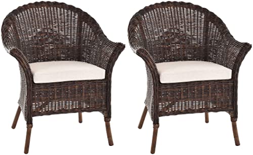 korb.outlet Extra breiter Rattansessel Natur Rattanstuhl Flechtsessel Lounge Korbsessel (Set/2 Natur Braun, mit Kissen)