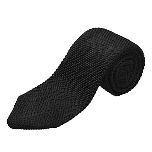 DYNWAVE Gravata de Malha Sólida 3x Masculino Casual Empresarial Gravata Tecida Clássica - Preta, Ver