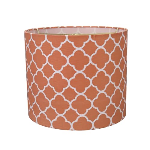 Image of Aspen Creative 31096 Transitional Drum (Cylinder) Shaped Spider Construction Lamp Shade in Orange, 12 inch Wide (12 inch x 12 inch x 10 inch)