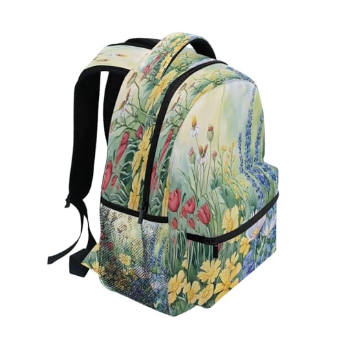 Watercolor Wildflower Floral Backpack for School Boys Girls Adults Kids Bookbag Laptop Bag 15L2