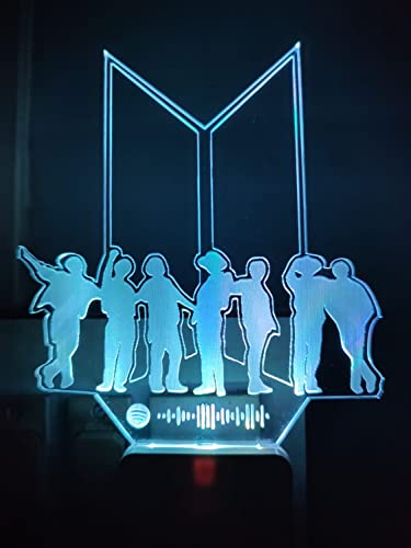 Image of 3D Optical Illusion BTSs1 Acrylic Night Lamp, 7 Colors RGB Auto Color Changing Led Plug and Play Night Light Lamp (Acrylic, Multi Color, Pack of 1) (BTSs1)