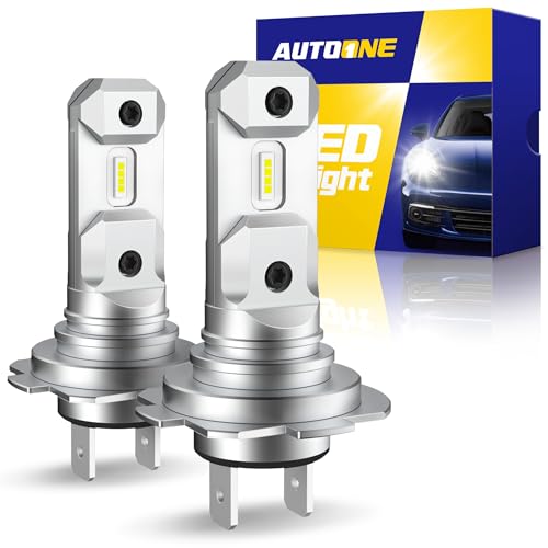 Image of AUTOONE H7 LED Light Bulbs, 1:1 Mini Size, 60,000LM Brightness, No Flicker 6000K Cool White, Easy 3 Min Plug and Play, IP68 Rated, Long Lifespan, 2 PCS