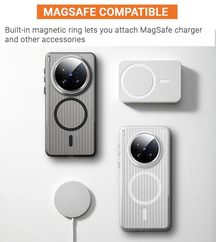 Image of Kapa Wave Magnetic Frosted Grip Back Cover for Vivo X300 5G | [MagSafe Compatible] Wireless Charging, Slim, Metal Buttons Matte Finish Back Case (White)