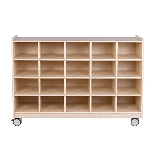 Image of Children's Factory Mobile 20-Section Cubby Storage, Toddler Playroom Shelves, Kids School Cubbies, Classroom & Daycare Organizer Furniture, DIY Assembly