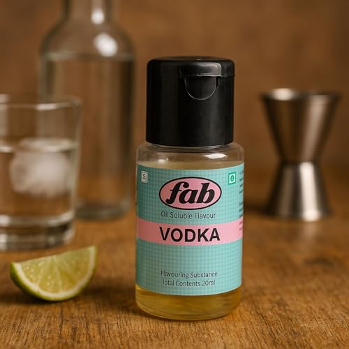 Image of Fab Vodka OS Food Flavour Essence 20ml | Oil Soluble Vodka Flavor for Chocolate, Bakery, Candy & Confectionery | Strong Concentrated Flavoring