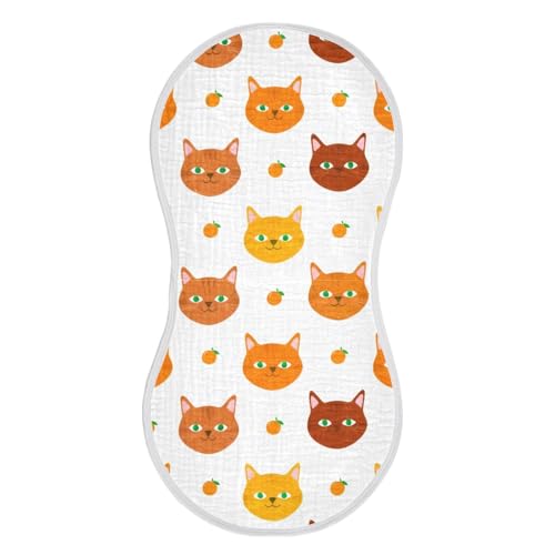 2 Pack Baby Burp Cloths, Soft Absorbent Burping Cloths for Babies, Cotton Milk Spit Up Rags, Large Size for Newborns, Baby Boys and Girls (Playful Fruit Cats)2