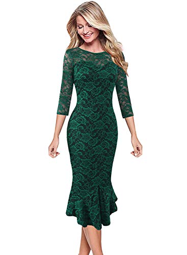 Image of VFSHOW Womens Vintage Elegant Cocktail Party Bodycon Pencil Mermaid Midi Mid-Calf Dress