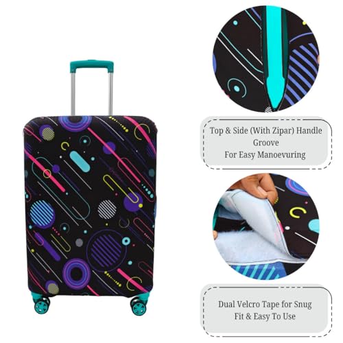 Image of Printed Luggage Cover for Traveling Bag & Suitcase - Stretchable & Scratchproof Trolley Protector with Velcro Lock & Lightweight Washable Material(Suitcase Bag Not Included, Only Cover in Product)