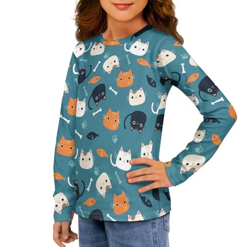 Image of Girls Long Sleeve T Shirt Cute Cartoon Crewneck Shirt for Kids 3-16Y Fall Winter Clothes