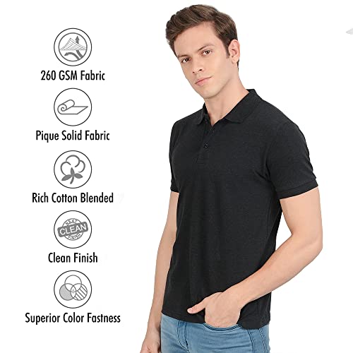 Scott International Men's & Boys Stylish Cotton Regular Fit Solid Polo Neck T-Shirt- Cotton Blend, Ultra Soft, Half Sleeves, Comfortable, Lightweight Polo T-Shirt