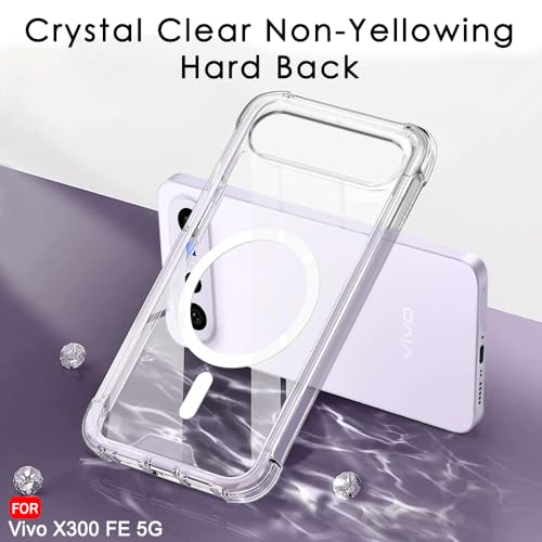 Image of TheGiftKart Shockproof Ultra-Hybrid Back Cover Case for Vivo X300 FE 5G Compatible with MagSafe | 360 Degree Protection | Crystal Clear Hard Cover Case for Vivo X300 FE (PC & TPU, Transparent Bumper)