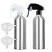 Produktbild TIANZD 2er 500 ml 17 oz Leere Gebürstet Aluminium Sprühflasche mit Schwarz+Klar Pumpe  Nachfüllbarer Feinen Nebel Wassersprüher Zerstäuber für Haushalt Pflanzen - 1x Trichter