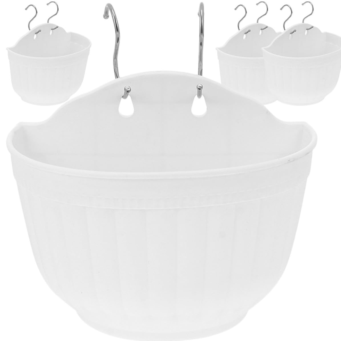 Jardinières murales en résine lot de 4 pots suspendus blanc avec crochet balcon