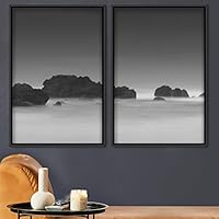 2 Piece Framed Canvas Wall Art Foggy Scenery Canvas Prints Home Artwork Decoration for Living Room,Bedroom - 16