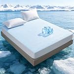 Matelas de refroidissement Pad Queen Taille, Cool to Touch Respirant Surface, Léger Design matelassé avec Pocket profond ajusté, lisse & Pad de matelas d'été sans bruit pour les lits chauds, bleu,60" x 80"