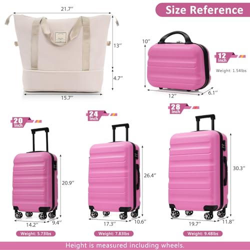 Image of 13 Piece Luggage Sets, Lightweight Suitcases with Dual Spinner Wheels, Carry-On & Check-In Sizes for Travel and Business (pink)