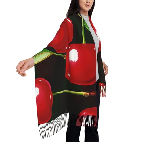 Châle tendance cerises rouges pour vos sorties en ville et voyages