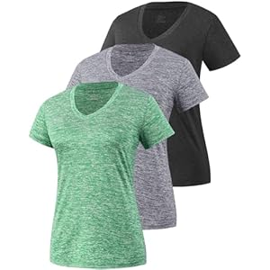 Ullnoy Gym Ladies T Shirts Women’s Activewear Shirts Multipack Quick Dry Sports Tops for Women Loose Yoga Running Tshirt,3 Pack