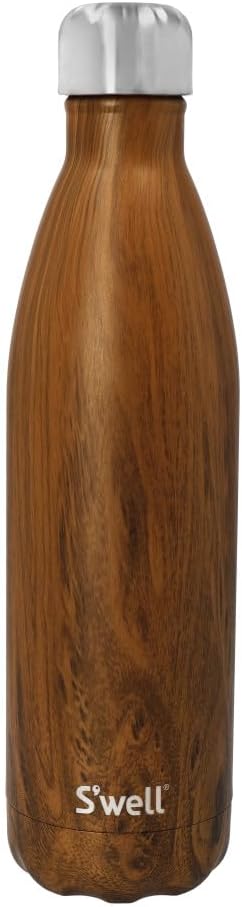 S’well Stainless Steel Reusable Water Bottle, 750ml, Teakwood, Triple-Insulated and Leak-Proof Drinking Bottle for Hot and Cold Beverages up to 48h Cold/24h Hot, Brown
