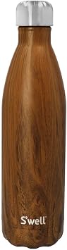 S'well Stainless Steel Reusable Water Bottle, 750ml, Teakwood, Triple-Insulated and Leak-Proof Drinking Bottle for Hot and Cold Beverages up to 48h Cold/24h Hot, Brown