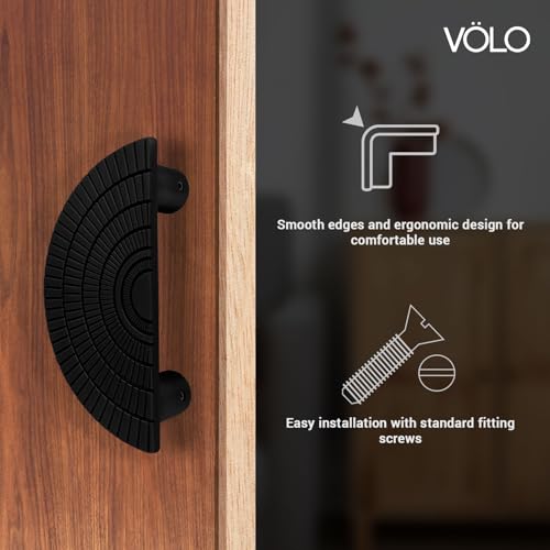 Image of VOLO Main Door Handle - Zinc Alloy Pull Handle for Wooden, Glass & Metal Doors, Suitable for Home, Office & Hotel Entryways (Model: S-626, Pack of 1 Set) (Black, 96MM (4 Inch))