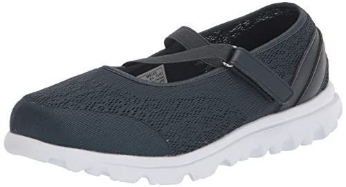 Propét Women's TravelActiv Mary Jane Style Lightweight Breathable Walking Shoes, Navy, 6 Narrow