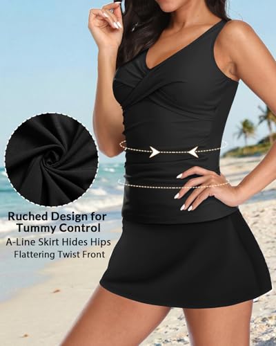 Image of Talisea Womens Tankini Bathing Suits with Skirt Two Piece Tummy Control Swimsuits Ladies Swimwear