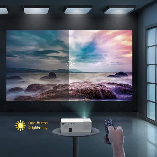 Image of YABER Y31 Native 1920x 1080P Projector 7200 Lux Upgrade Full HD Video Projector, ±50 4D Keystone Correction Support 4K, LCD LED Home Theater Projector Compatible with Phone,PC,TV Box,PS4 (White)