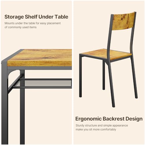 Image of Gizoon Dining Table Set for 2, 3 Piece Kitchen Table with 2 Chairs for Small Space, Apartment, Kitchen, Dining Room, Space-Saving