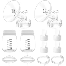 15mm Pump Parts Compatible with Spectra S1/S2/9 Plus,Spectra Replacement Pump Parts,Full Set Replace Include 15mm Flange, Duckbill Valve, Backflow Protector, Tubing and Bottle