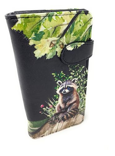Shag Wear Raccoon Family Large Animal Wallet for Women and Teen Girls Vegan Faux Leather Black 7