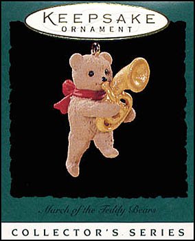 Ours Teddy Hallmark 1996 suspension miniature en français pour sapin