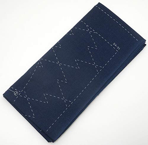 Image of Yokota Daruma Sashiko Cloth - Pre-Printed Sampler With English Instruction Inside (Navy OKAME) - White Fabric