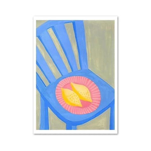 Lienzo abstracto de flores azules y libros con acabado artístico geométrico para el hogar
