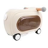 UPALDHOU Equipaje para Montar, Maleta con Ruedas para Niños Pequeños de 20 litros con Ruedas, Luces Musicales, Modos Múltiples, Antivuelco, para Viajes, Niños Pequeños (Beige)