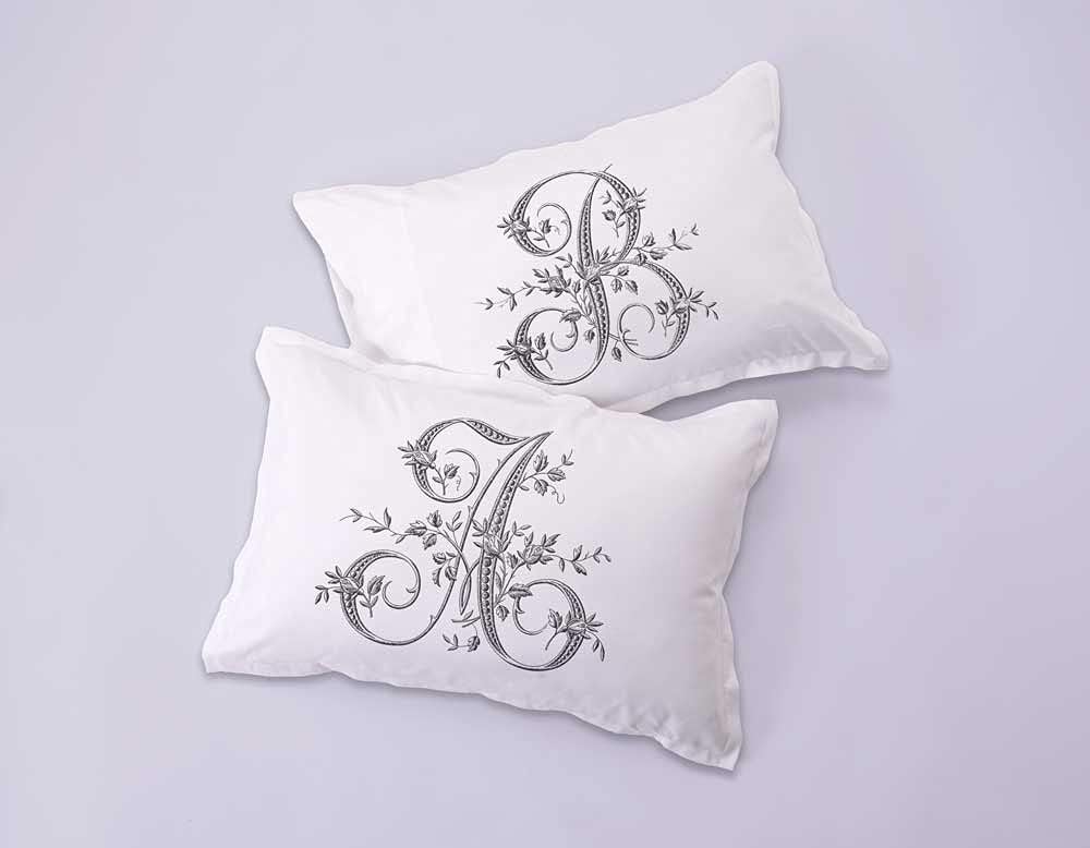 Di Lewis Pillowcase - Vintage French Monogram Letter P Pillow Case - Hypoallergenic, Breathable, Anti Wrinkle, White - 20x30 Standard Queen…