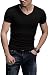 Men's Tagless Slim Fit Muscle Cotton V-Neck Short Sleeve Undershirts T-Shirts, M, Black