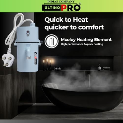 Image of 1 Litre Portable Instant Water Geyser | Compact Electric Water Heater for Bathroom, Kitchen, Bucket Bath | Shock-Proof & Energy Efficient (GREY)