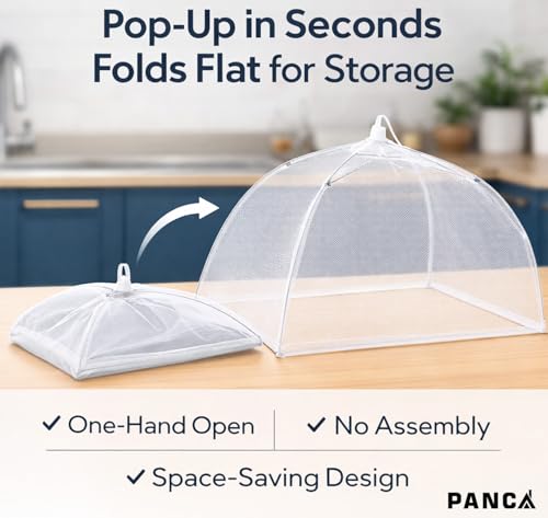 Image of PANCA Food Cover for Outside | 2 Pcs Pop Up Mesh Food Tent 17 Inch | Reusable Collapsible Food Nets for Fruits, Snacks & Outdoor Serving | Insect Proof Cover for Home & Picnic