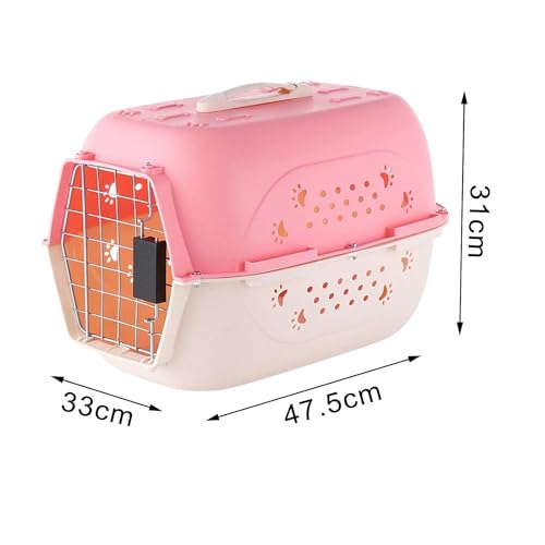 Pet-Believe-Portable-Pet-Carrier-Travel-Kennel-Cage-Crate-Carrier-Box-for-Cat-and-Puppy-Pink-18Inch