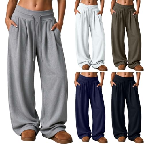 Womens Wide Leg Sweatpants Butt Lifting High Waist Sweat Pants with Pockets - image 1