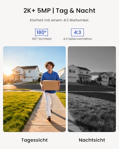 Reolink 5MP Video-Türklingel PoE-Kamera mit Chime, 3:4 Kopf-zu-Fuß-Ansicht, 2-Wege-Audio, Personen-/Paket-Erkennung, Wasserdicht, Nur unterstützt NVR, Verkabelt - Nicht WLAN Version, Weiß 2